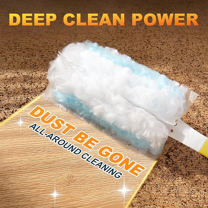 JOYMOOP Disposable Electrostatic Duster for Cleaning,With 2 Handles & 24 Ct Blue Heavy Duty Refills for Swiffer Feather Duster,Household Cleaning Tool for Electronics,Dusting Furniture,Blinds,Pet Hair