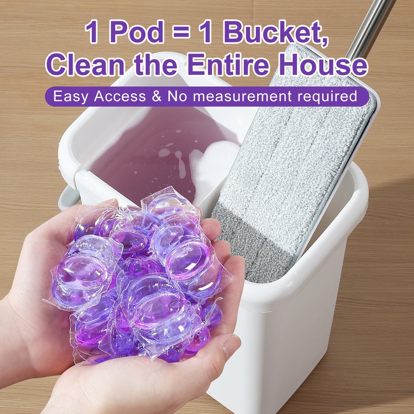 JOYMOOP Floor Cleaner Pods, Floor Cleaning Solution with Mop Bucket, Freesia Scent Pack of 15 Pcs