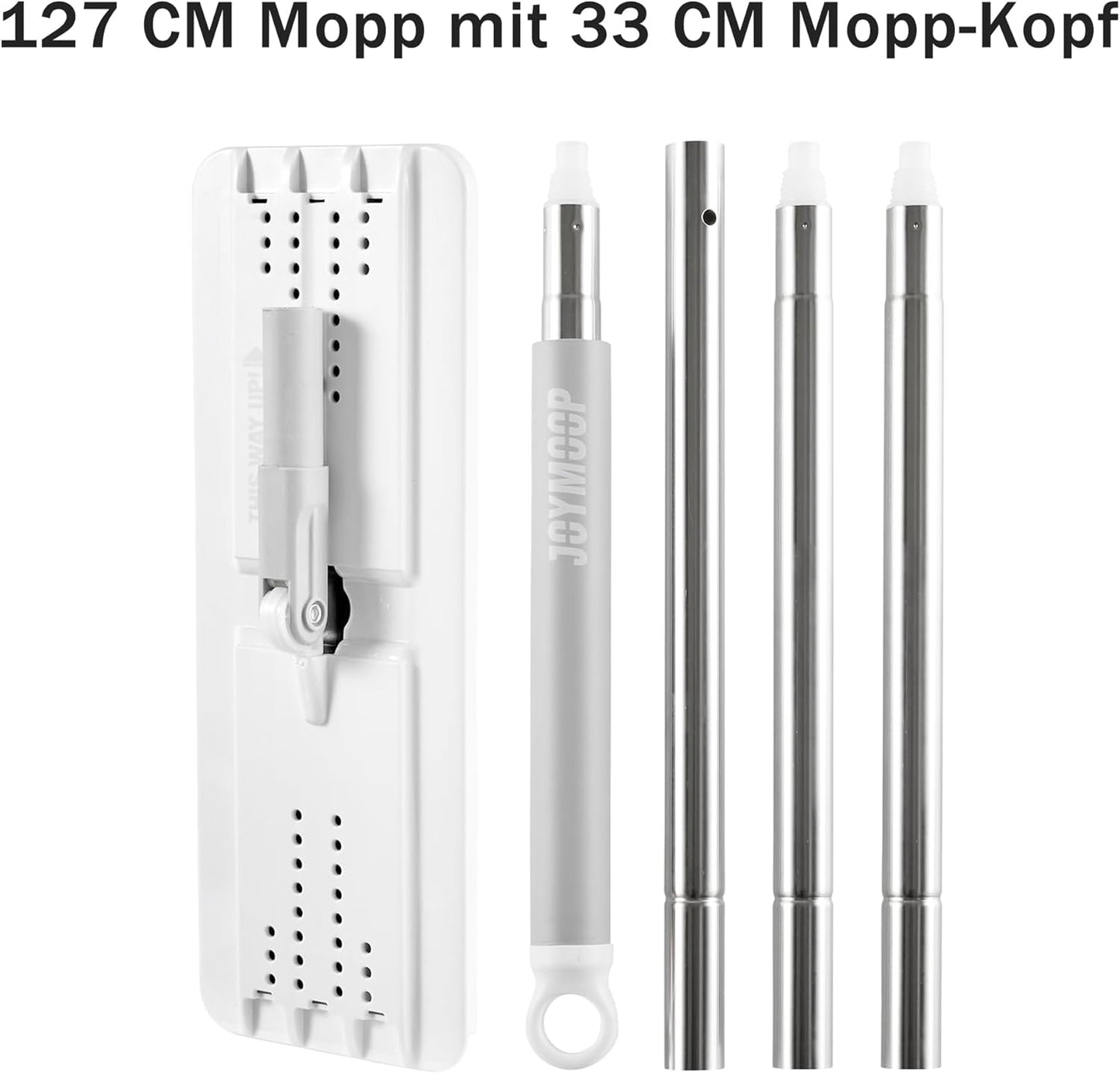 JOYMOOP Flat Mops, Microfiber Mop for Floor Cleaning and Wall Cleaner, 50" Mop Handle with Flexible 13" Flat Head with a Microfiber Mop Pad - White