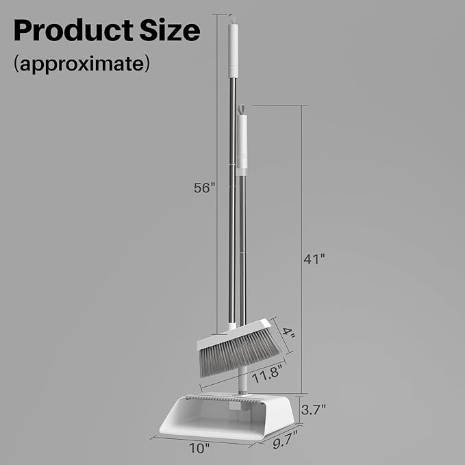 Broom and Dustpan Set, Upright Standing Brooms for Sweeping Indoor