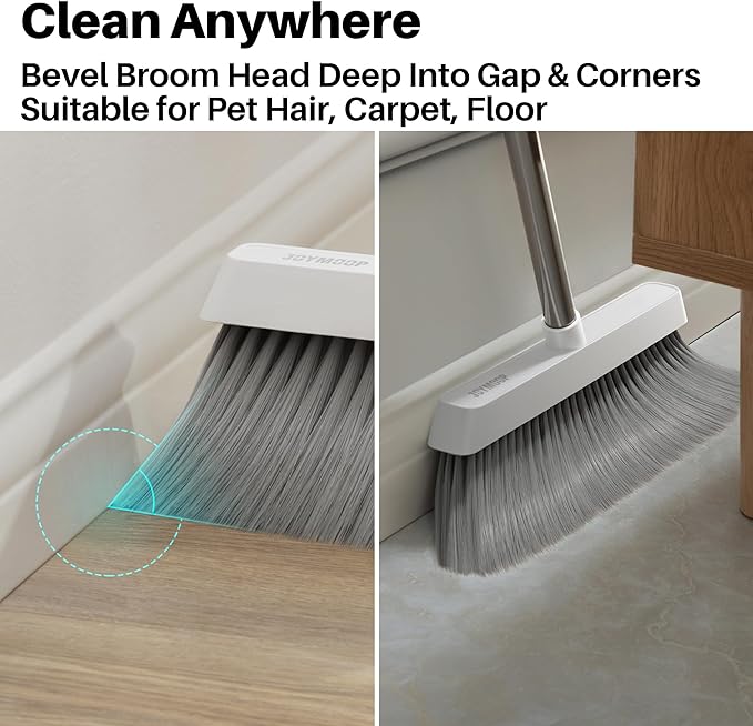 Broom and Dustpan Set, Upright Standing Brooms for Sweeping Indoor
