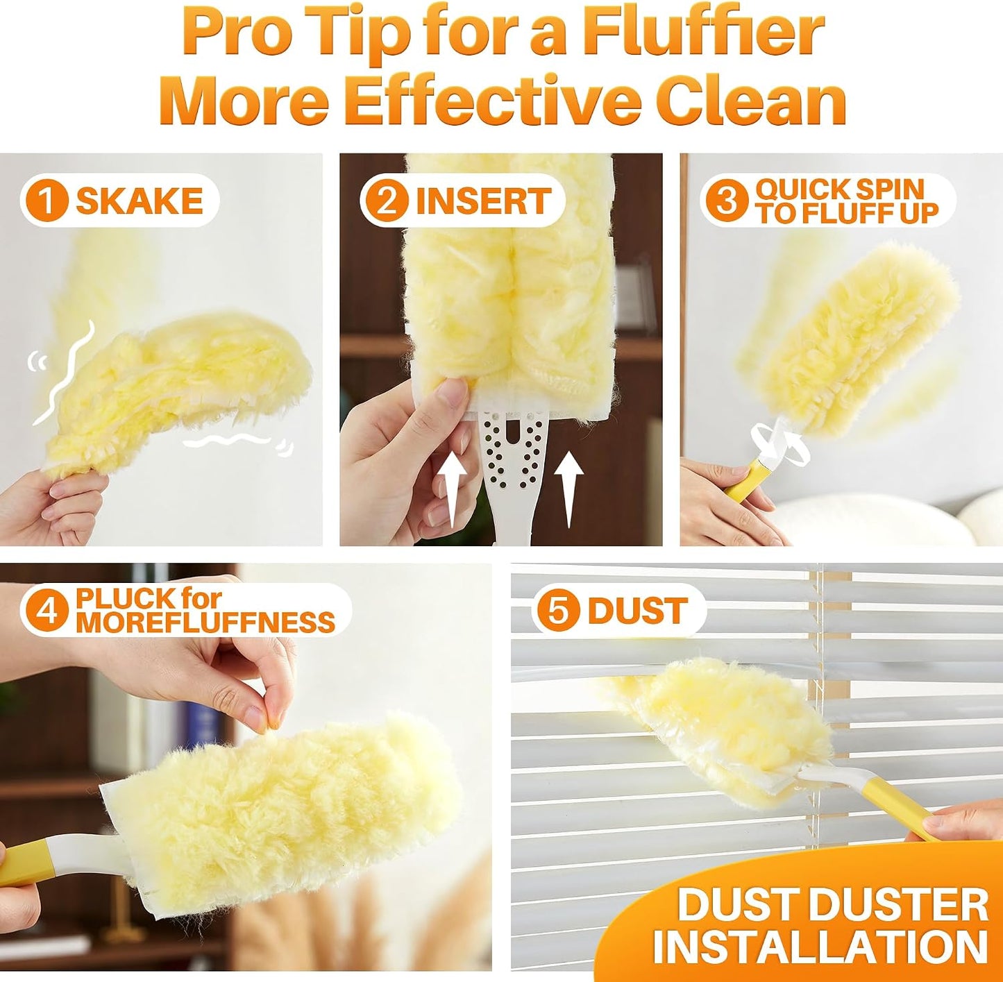 JOYMOOP Heavy Duty Duster Refills for Swiffer Duster, 24 Count Yellow Refills with 1 Handle, Disposable Dusters for Cleaning Electronics, Furniture, Blinds