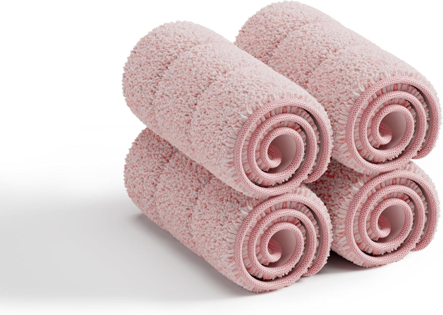 JOYMOOP Flat Mop Pads, Microfiber Mop Cleaning Pads, Washable Pads, Pads Replacement for Flat Mop or Mop Bucket Set, Pack of 4 Refills 13inch - Pink
