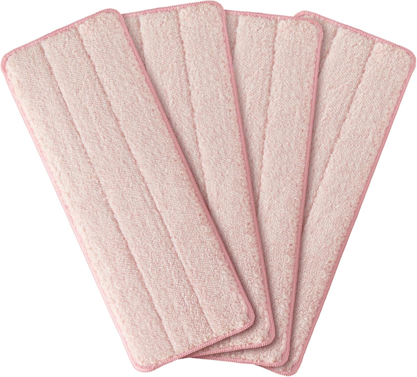 JOYMOOP Flat Mop Pads, Microfiber Mop Cleaning Pads, Washable Pads, Pads Replacement for Flat Mop or Mop Bucket Set, Pack of 4 Refills 13inch - Pink