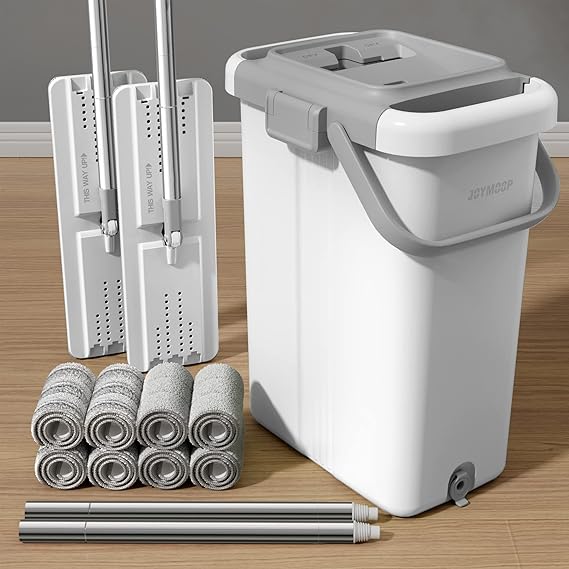 Mop and Bucket with Wringer Set, Hands-Free Bucket for Floor and Wall Cleaning, Larger Bucket