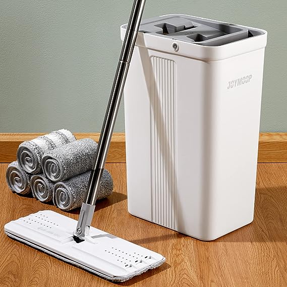 Mop and bucket with Wringer Set, Flat ,for floor cleaning with 3 Microfiber Pads