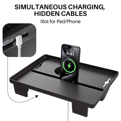 JOYMOOP Clip-On Bedside Shelf for Bunk Beds, Dorm Room Essentials, Bedside Caddy, No-Tool Install Bed Side Table Storage for Loft, Platform Beds, Nightstand Caddy for Phone, Glasses, Book, Black