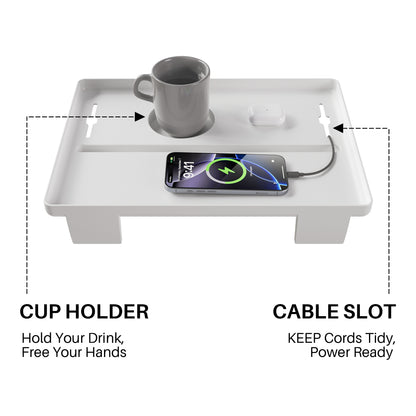 JOYMOOP Clip-On Bedside Shelf for Bunk Beds, Dorm Room Essentials, Bedside Caddy, No-Tool Install Bed Side Table Storage for Loft, Platform Beds, Nightstand Caddy for Phone, Glasses, Book, White