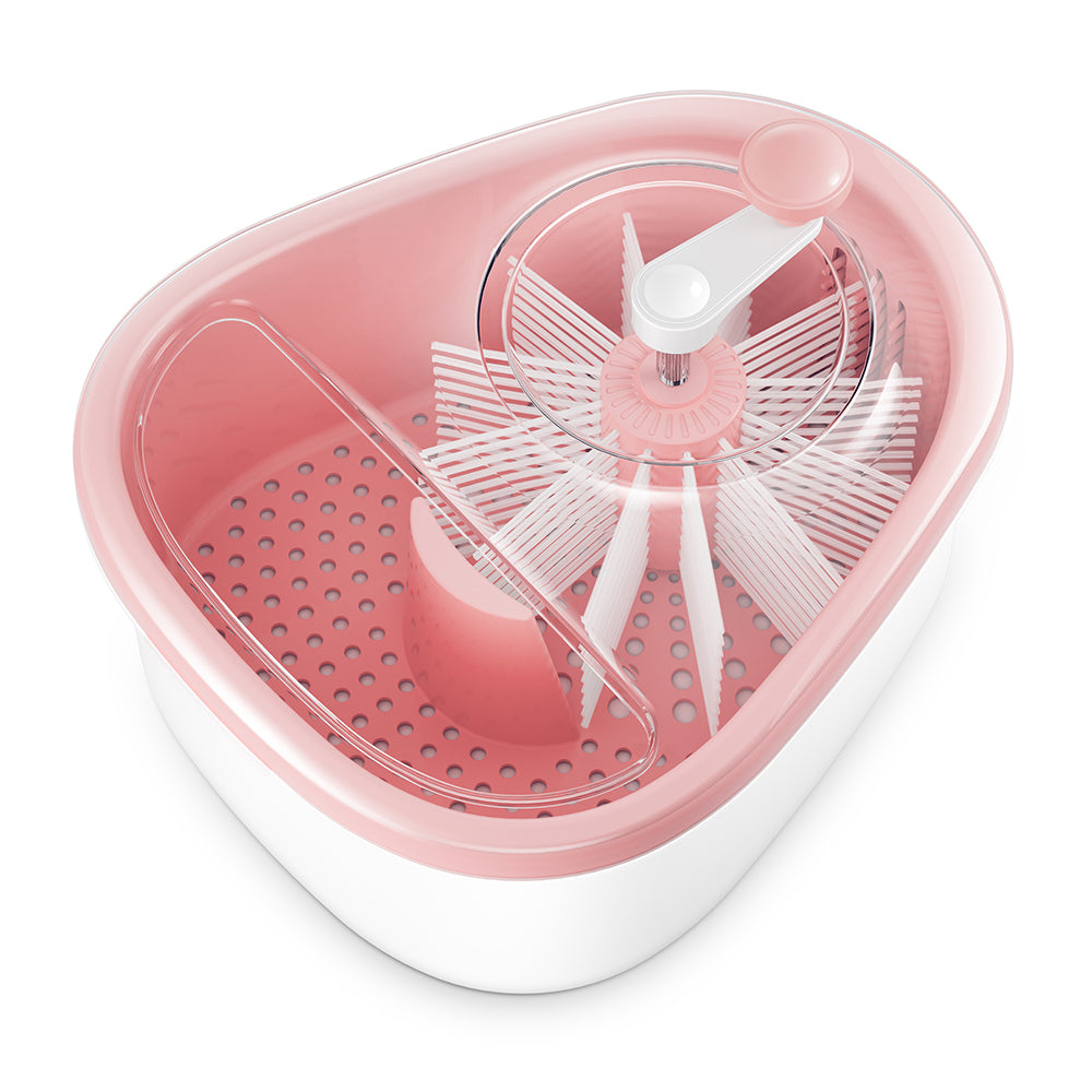 JOYMOOP Fruit Washer and Spinner with Brush, Large Cleaning Bowl for Fruits, Vegetables and Salad, Produce Scrubber