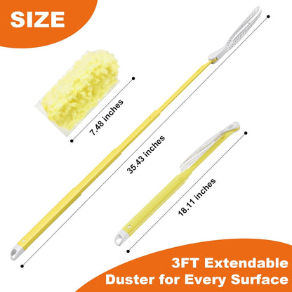 JOYMOOP Scented Telescopic Duster kit, 3FT Extendable Handle (Yellow) + 48 Yellow Refills for Swiffer Feather Duster,Easy Cleaning for Ceilings, Ceiling Fans, Blinds, Vents & Shelves