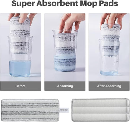 JOYMOOP Flat Mop Replacement Pads, Microfiber Cleaning Refills, Washable Stripe Pads, 13 inch, Pack of 4 for Flat Mop and Mop Bucket System