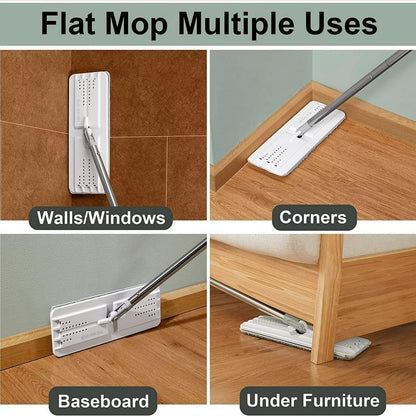 JOYMOOP Microfiber Replacement Pads for 13" Flat Mop System, Reusable Refills, 2-Pack, Grey and Stripe