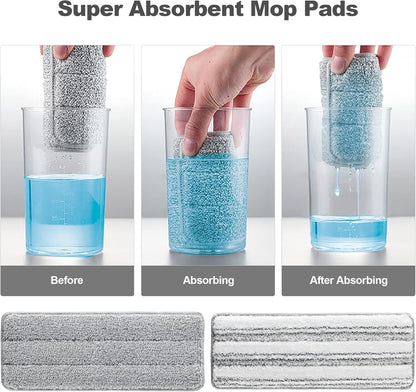JOYMOOP Microfiber Replacement Pads for 13" Flat Mop System, Reusable Refills, 2-Pack, Grey and Stripe