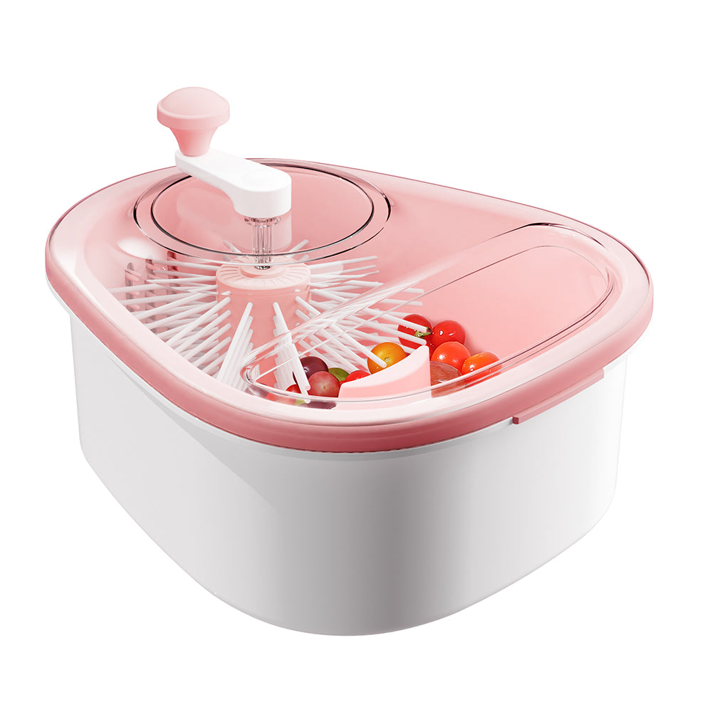 JOYMOOP Fruit Washer and Spinner with Brush, Large Cleaning Bowl for Fruits, Vegetables and Salad, Produce Scrubber