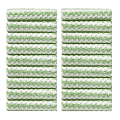JOYMOOP Microfiber Cleaning Cloth, Pure Green Towels with Edging, Small Size 18 Pack (10" x 10"), Absorbent Streak Free Lint Free Rags for Cleaning, Reusable and Washable Towels
