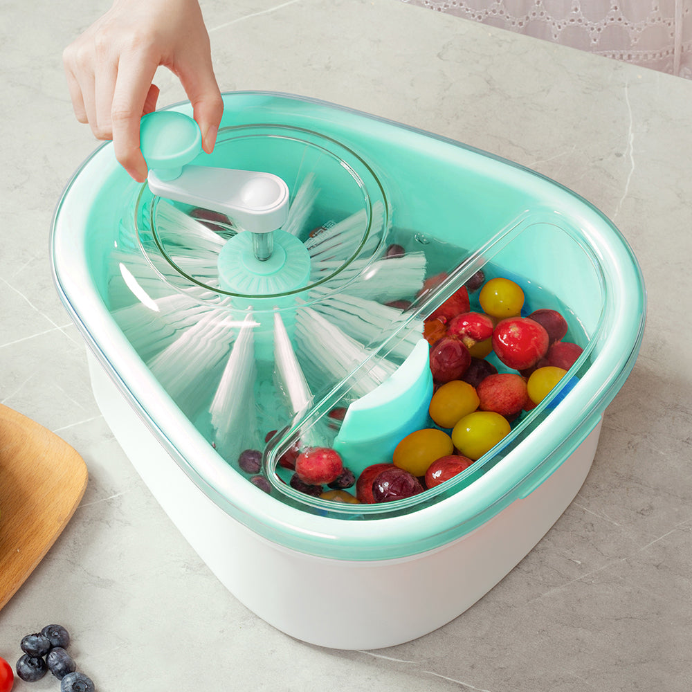 JOYMOOP JOYLOOP Fruit Cleaner Spinner, Large Produce Rinse Bowl with Drain Basket, Vegetable Scrubber for Berries, Grapes, Salad and Vegetables