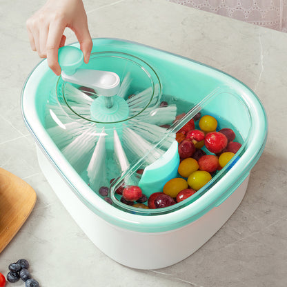 JOYMOOP JOYLOOP Fruit Cleaner Spinner, Large Produce Rinse Bowl with Drain Basket, Vegetable Scrubber for Berries, Grapes, Salad and Vegetables