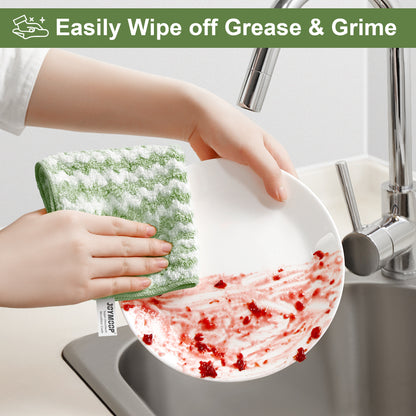 JOYMOOP Microfiber Cleaning Cloth, Pure Green Towels with Edging, Small Size 18 Pack (10" x 10"), Absorbent Streak Free Lint Free Rags for Cleaning, Reusable and Washable Towels