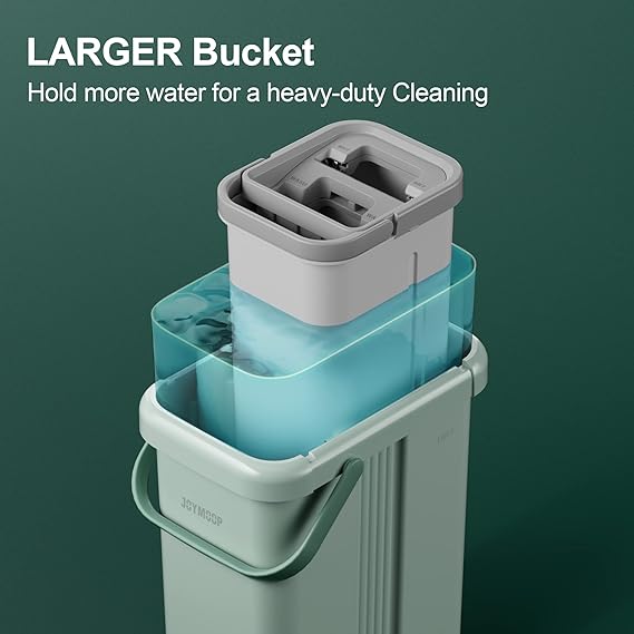 Mop and Bucket with Wringer Set, Hands-Free Bucket for Floor and Wall Cleaning, Larger Bucket