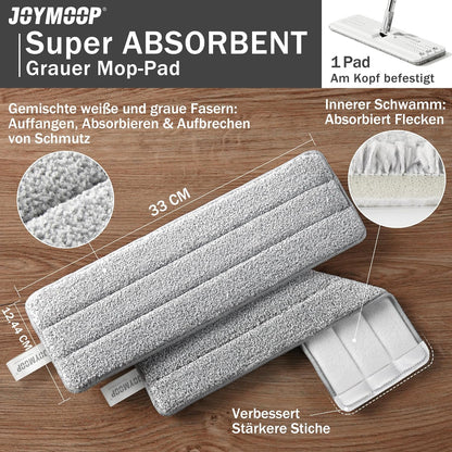 JOYMOOP Flat Mops, Microfiber Mop for Floor Cleaning and Wall Cleaner, 50" Mop Handle with Flexible 13" Flat Head with a Microfiber Mop Pad - White