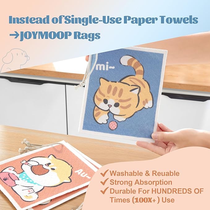 Cartoon Cellulose Cleaning Cloth, Reusable Absorbent Dish Towels