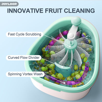 JOYMOOP JOYLOOP Fruit Cleaner Spinner, Large Produce Rinse Bowl with Drain Basket, Vegetable Scrubber for Berries, Grapes, Salad and Vegetables