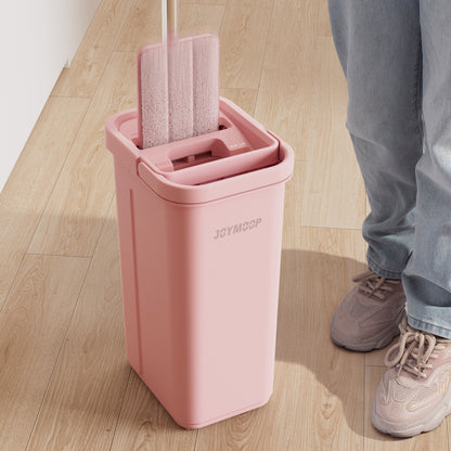 JOYMOOP Pink Mop and Bucket with Wringer Set for Home, with 3 Reusable Microfiber Mop Pads, Hands-Free Self-Cleaning System, Suitable for Floor Cleaning and Wall Cleaner
