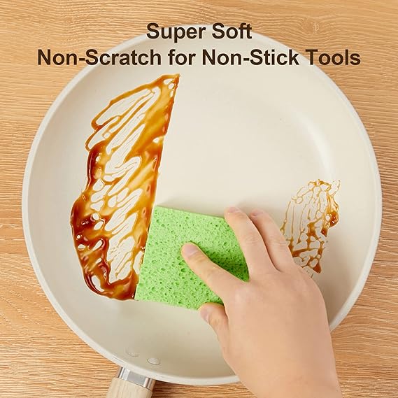 Compressed Sponges, Cellulose Sponges Kitchen for Non-Scratch Washing Dishes