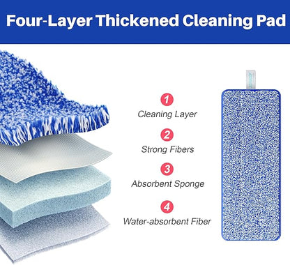 JOYMOOP Replacement Mop Pads for Flat Mop Bucket System, Microfiber, 13-Inch, Pack of 4, Slate Blue