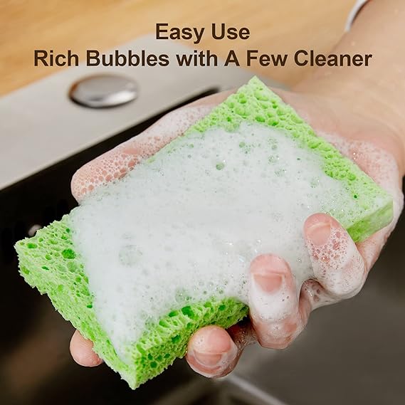 Compressed Sponges, Cellulose Sponges Kitchen for Non-Scratch Washing Dishes