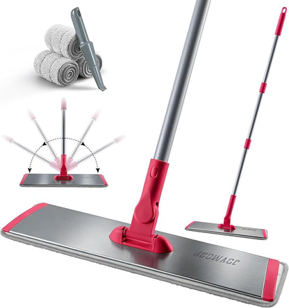 JOYMOOP 18 Inch Dust Mop for Hardwood Floors, Heavy Duty Industrial Wet Dry Mops with Telescopic Handle, Includes 3 Microfiber Mop Pads