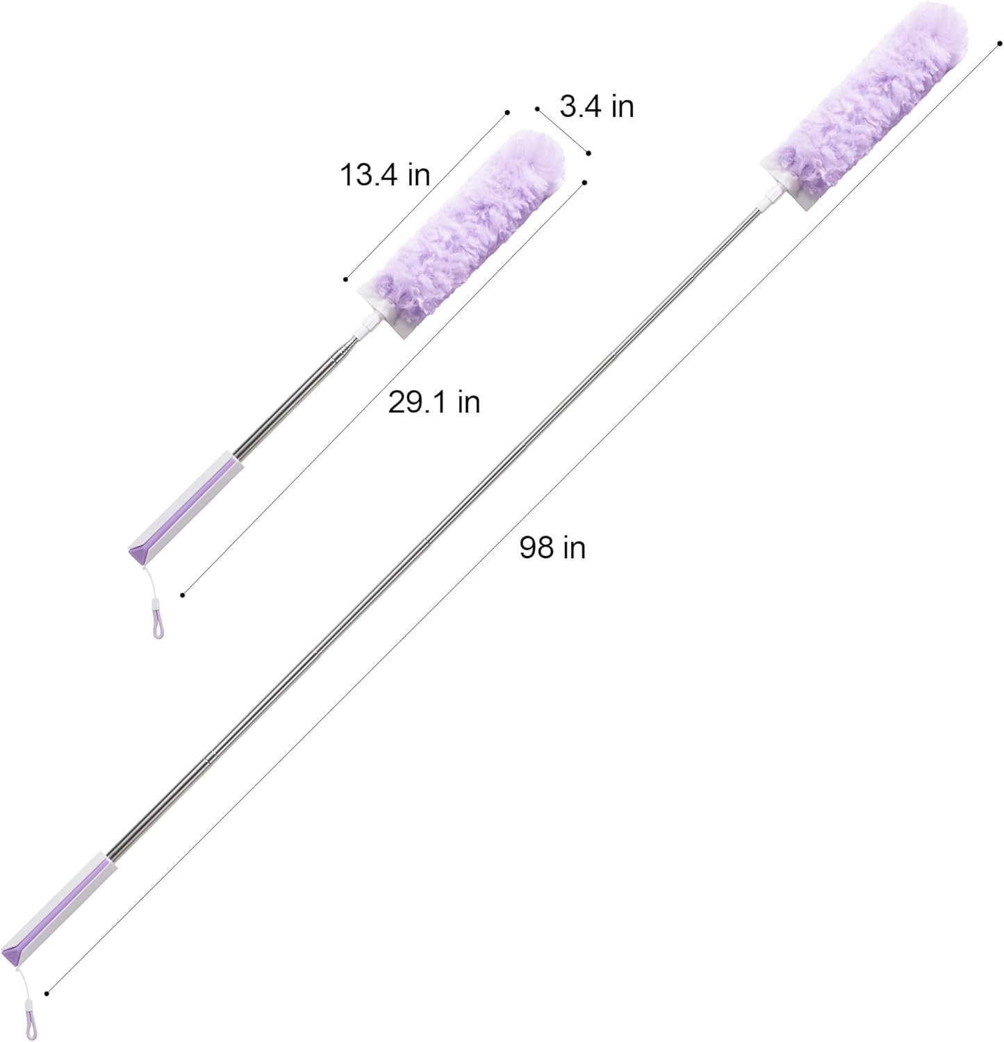 JOYMOOP Ceiling Fan Cleaner Duster and Cobweb Duster with Extension Pole, 28–98 Inch Handle and 6 Refills for High Ceilings and Furniture