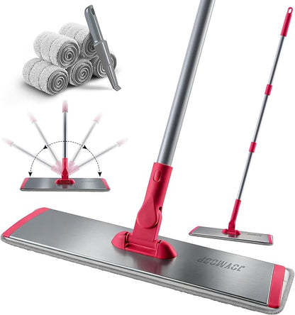 JOYMOOP 18 Inch Dust Mop for Hardwood Floors, Heavy Duty Industrial Wet Dry Mops with Telescopic Handle, Includes 3 Microfiber Mop Pads