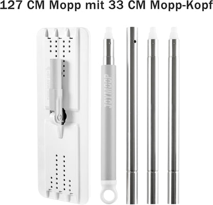JOYMOOP Flat Mops, Microfiber Mop for Floor Cleaning and Wall Cleaner, 50" Mop Handle with Flexible 13" Flat Head with a Microfiber Mop Pad - White