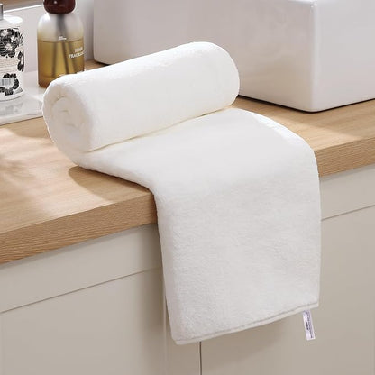 JOYMOOP Bath Towels 4 Packs Extra Large 60" x 30", Quicker to Dry Mcirofiber Towels for Bathroom, Larger & Lighter Weight, Super Soft and Absorbent, Bathroom Towels, White