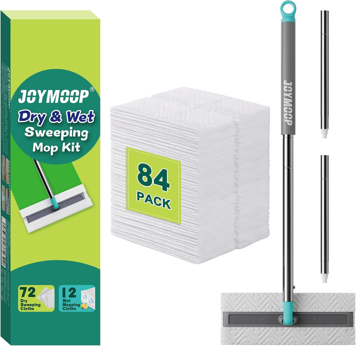 JOYMOOP 2-in-1 Sweeper Mops for Floor Cleaning, Wet and Dry, 84 Mop Pads