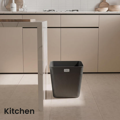JOYMOOP Slim Trash Can 3-Pack, 2.2 Gallon Plastic Wastebasket for Bathroom, Bedroom, Office, Kitchen with 4 Rolls Bags, Black