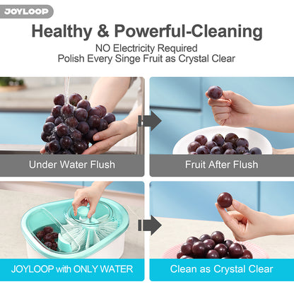 JOYMOOP JOYLOOP Fruit Cleaner Spinner, Large Produce Rinse Bowl with Drain Basket, Vegetable Scrubber for Berries, Grapes, Salad and Vegetables
