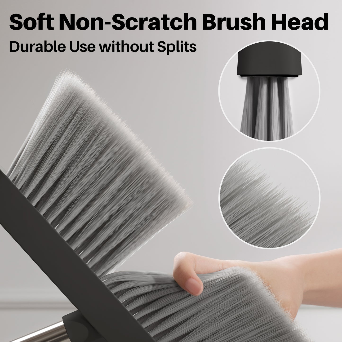 JOYMOOP Black and Red Broom with Dustpan Combo Set, Upright Stand Up Broom with Built-in Comb Teeth, Angle Broom for Home Kitchen Office Lobby, Pet Hair and Hardwood Floor Sweeping