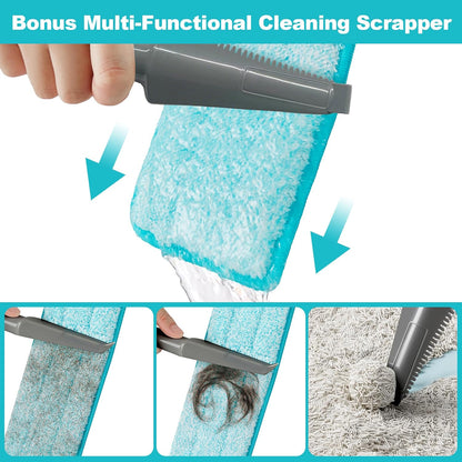 JOYMOOP 18 Inch Dust Mop for Hardwood Floors, Heavy Duty Industrial Wet Dry Mops with Telescopic Handle, Includes 3 Microfiber Mop Pads - Blue-Grey