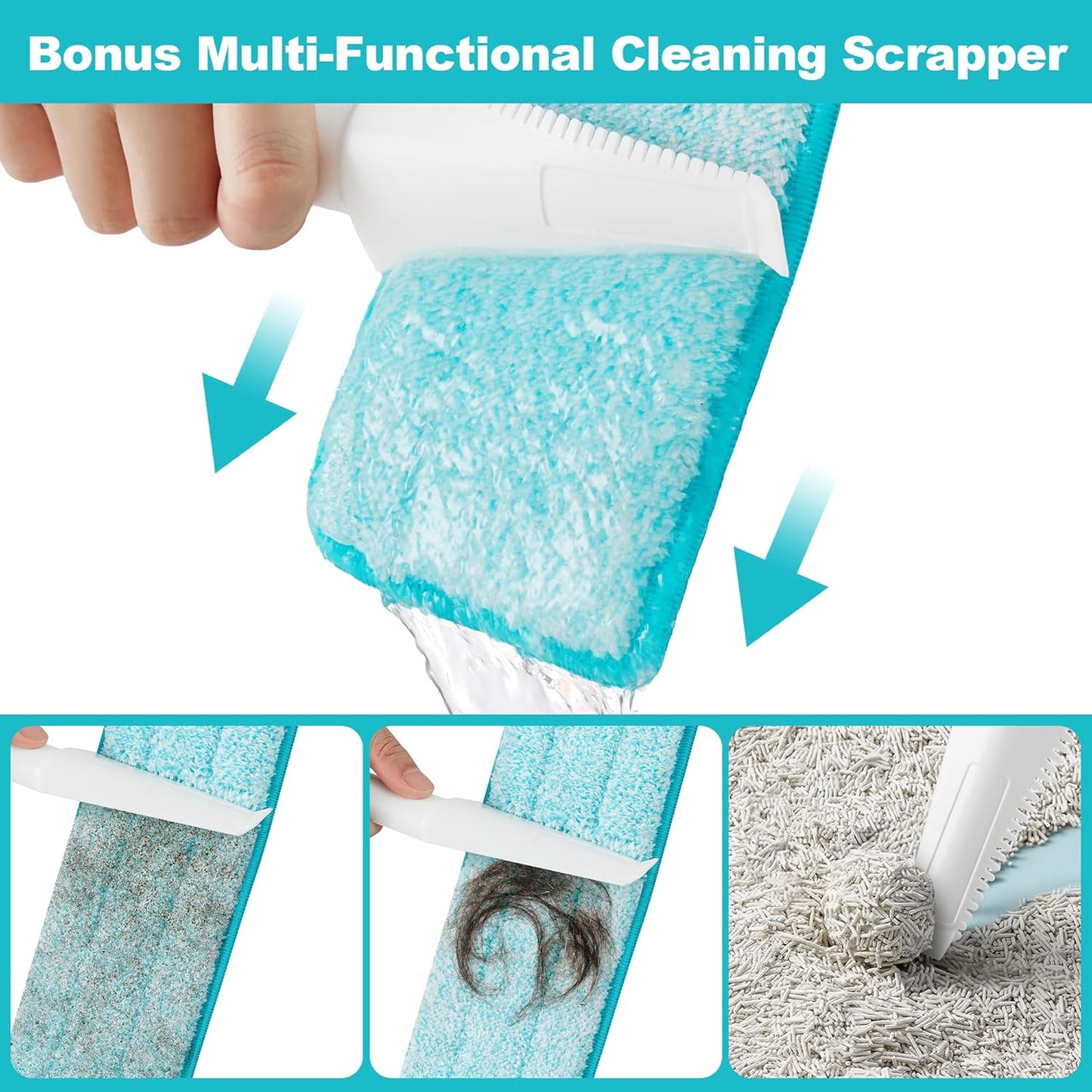 JOYMOOP 18 Inch Dust Mop for Hardwood Floors, Heavy Duty Industrial Wet Dry Mops with Telescopic Handle, Includes 3 Microfiber Mop Pads