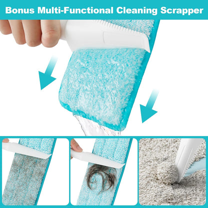 JOYMOOP 18 Inch Dust Mop for Hardwood Floors, Heavy Duty Industrial Wet Dry Mops with Telescopic Handle, Includes 3 Microfiber Mop Pads