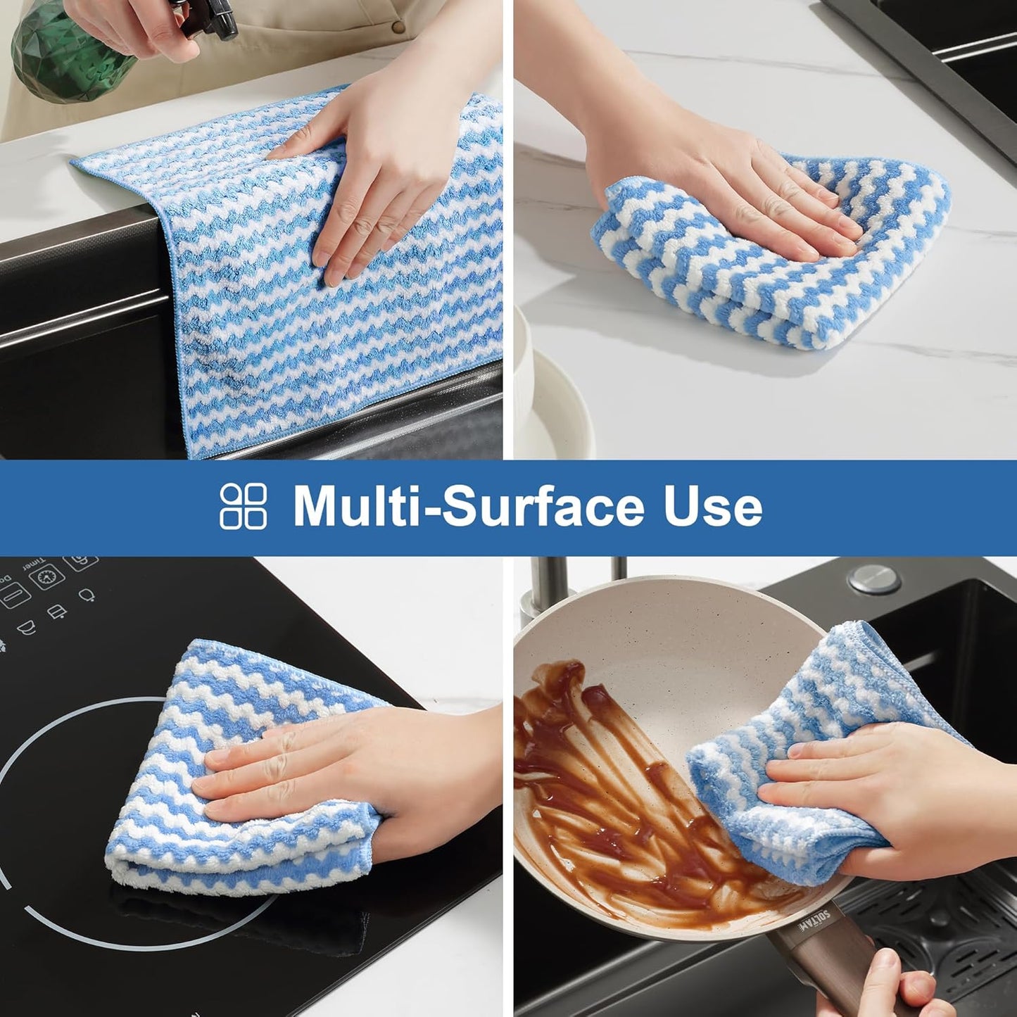 JOYMOOP 5 Pack Microfiber Cleaning Cloth, All-Purpose Microfiber Towels, Absorbent Streak Free Lint Free Rags for Cleaning Reusable and Washable Towels - 11.81" x 11.81"