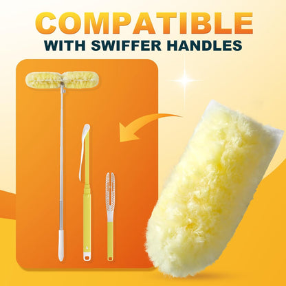 JOYMOOP Scented Telescopic Duster kit, 3FT Extendable Handle (Yellow) + 48 Yellow Refills for Swiffer Feather Duster,Easy Cleaning for Ceilings, Ceiling Fans, Blinds, Vents & Shelves