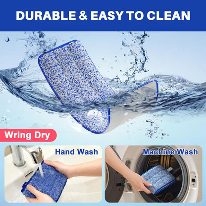 JOYMOOP Replacement Mop Pads for Flat Mop Bucket System, Microfiber, 13-Inch, Pack of 4, Slate Blue