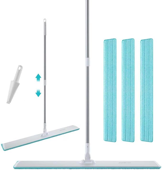 JOYMOOP 18 Inch Dust Mop for Hardwood Floors, Heavy Duty Industrial Wet Dry Mops with Telescopic Handle, Includes 3 Microfiber Mop Pads
