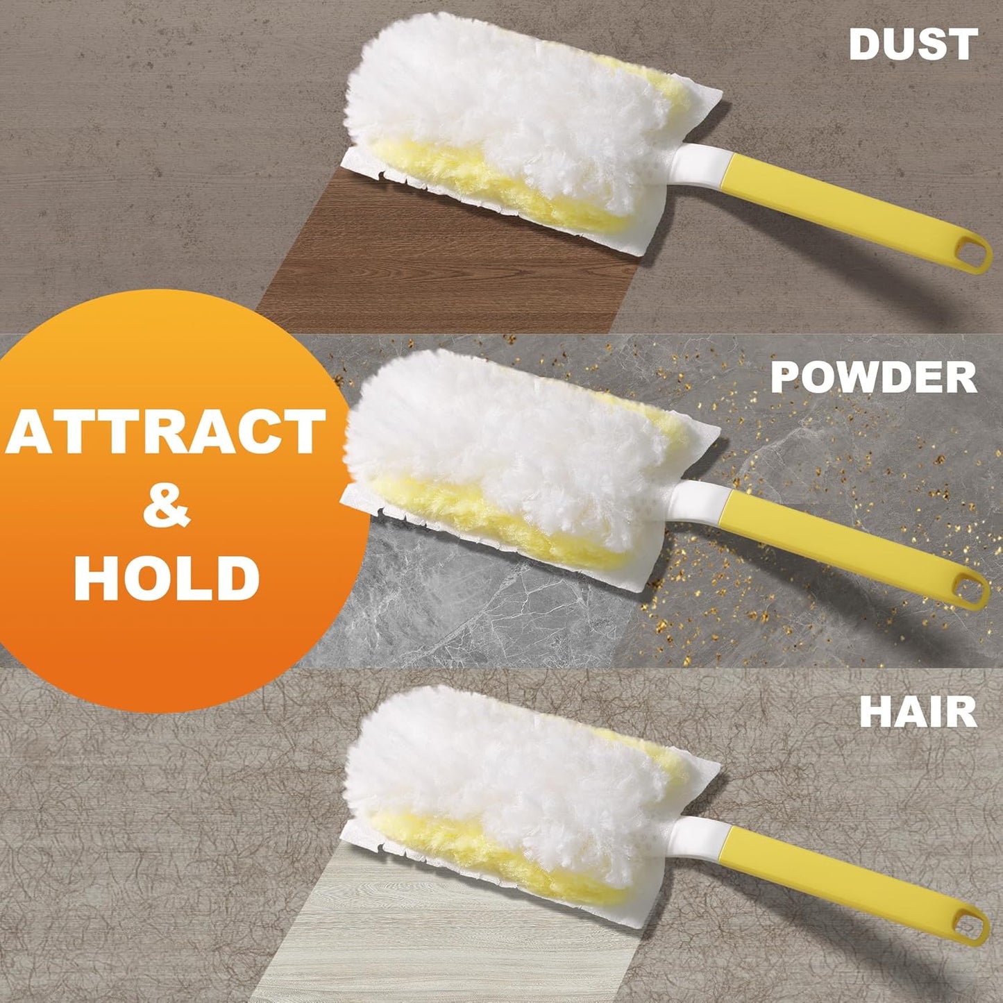 JOYMOOP Disposable Electrostatic Duster for Cleaning, with 2 Handles & 48 Ct Yellow Heavy Duty Refills for Swiffer Feather Duster, Household Cleaning Tool for Electronics, Dusting Furniture, Blinds