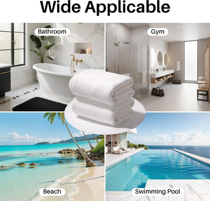 JOYMOOP Bath Towels 4 Packs Extra Large 60" x 30", Quicker to Dry Mcirofiber Towels for Bathroom, Larger & Lighter Weight, Super Soft and Absorbent, Bathroom Towels, White