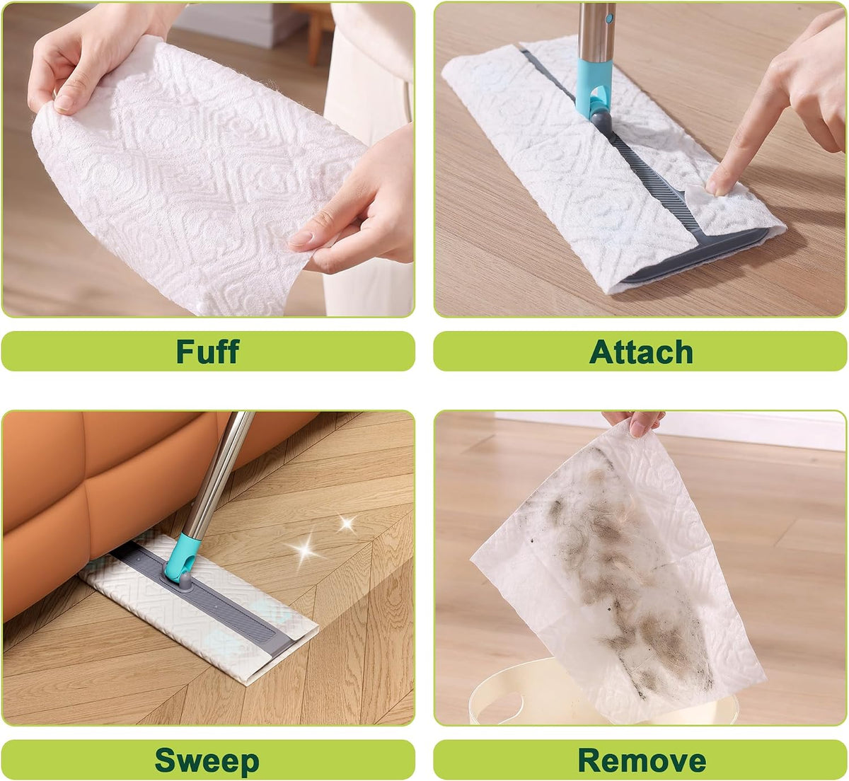 144ct Dry Mop Pads Refills for Swiffer Sweep Mop, Dust Cloths, Unscented