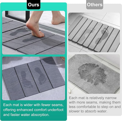 JOYMOOP Foldable Stone Bath Mat, 23.62” x 15.35” Non Slip Bath Mats, Super Absorbent Diatomaceous Earth Mats, Compact and Easy to Store Bath Mats for Bathroom, Dark Grey